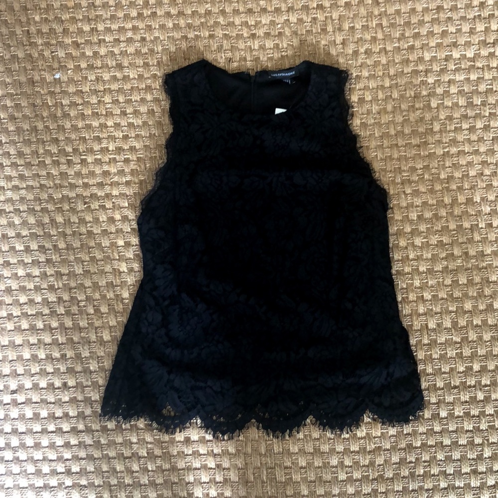 NWT Saks Fifth Avenue black lace tank top